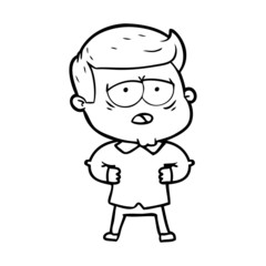 cartoon tired man
