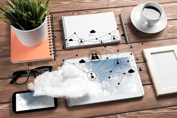 Social communication and global networking concept