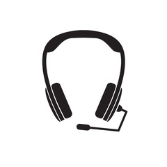 Obraz premium black headphones with microphone icon- vector illustration