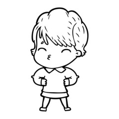 cartoon woman thinking