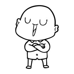 happy cartoon bald man