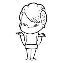 cute cartoon girl with hipster haircut