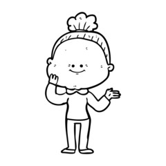 cartoon happy old woman