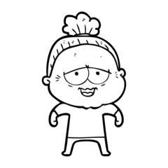 cartoon happy old lady