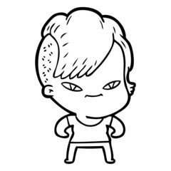 Fototapeta premium cute cartoon girl with hipster haircut