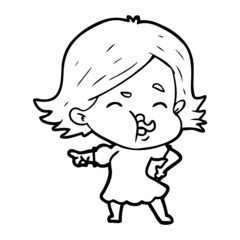 Fototapeta premium cartoon girl pulling face