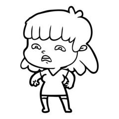 Obraz premium cartoon worried woman