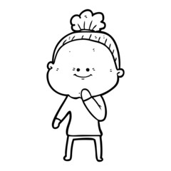 cartoon happy old woman