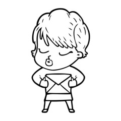 cartoon woman with eyes shut