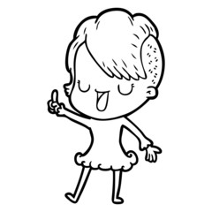 cute cartoon girl with hipster haircut
