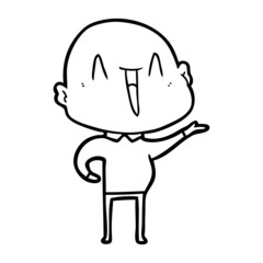 happy cartoon bald man