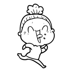 cartoon happy old woman