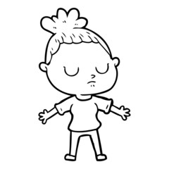 cartoon calm woman