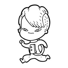 cute cartoon girl with hipster haircut