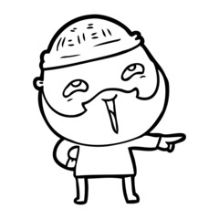 cartoon happy bearded man