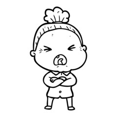 cartoon angry old woman