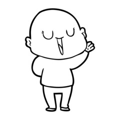 happy cartoon bald man