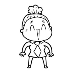 cartoon happy old lady