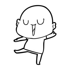 happy cartoon bald man