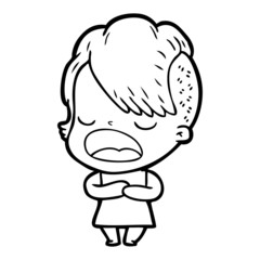 cartoon cool hipster girl talking