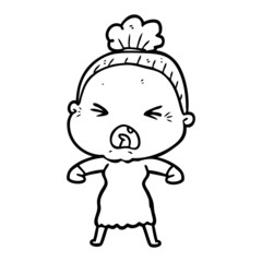 cartoon angry old woman