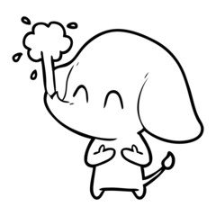 cute cartoon elephant spouting water