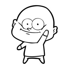 cartoon bald man staring