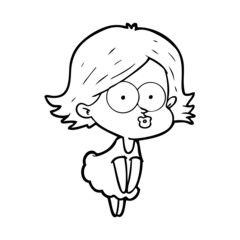 cartoon girl pouting