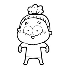 cartoon happy old woman