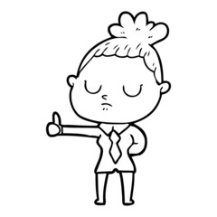 cartoon calm woman