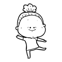 cartoon happy old woman