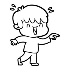 Naklejka premium cartoon laughing boy