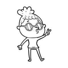 cartoon woman wearing glasses