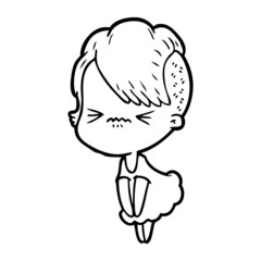 cartoon annoyed hipster girl
