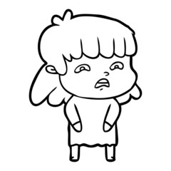 cartoon worried woman