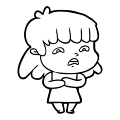 Obraz premium cartoon worried woman