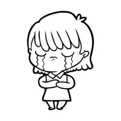 Fototapeta premium cartoon woman crying