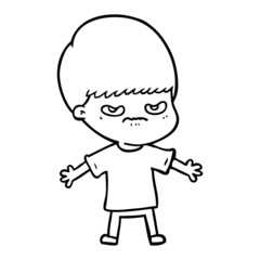 annoyed cartoon boy