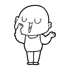 happy cartoon bald man yawning