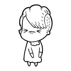 cartoon annoyed hipster girl