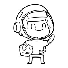 happy cartoon astronaut man