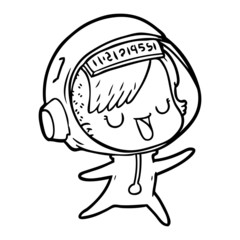 cartoon astronaut woman