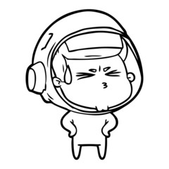 cartoon stressed astronaut