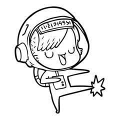cartoon astronaut woman