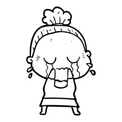 Fototapeta premium cartoon crying old lady