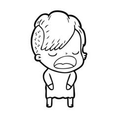 cartoon cool hipster girl talking