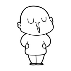 happy cartoon bald man