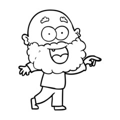 cartoon crazy happy man with beard