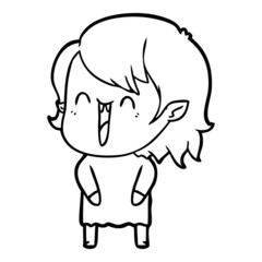 cute cartoon happy vampire girl