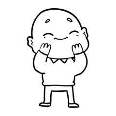 happy cartoon bald man